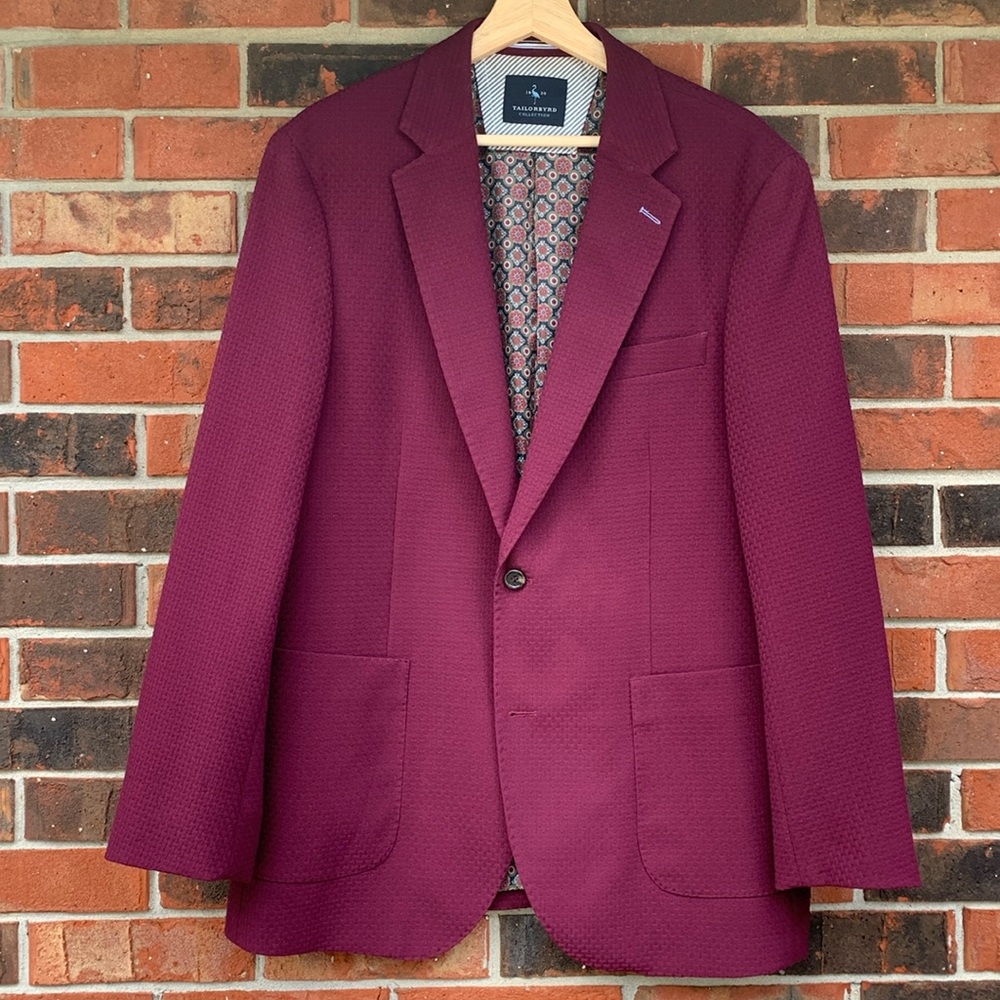 TAILORBYRD Burgundy Textured Sport Coat
